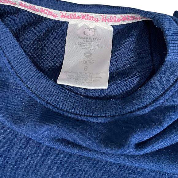 Hello Kitty Girls Dress Size 6 Navy White Cat Face Bow Ears Short Sleeve Cute - Picture 4 of 7